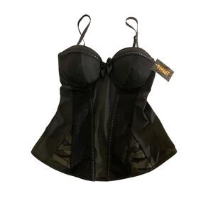 Spirit Black Corset Top Lace Ribbon Removeable Straps Padded Underwire Goth Med